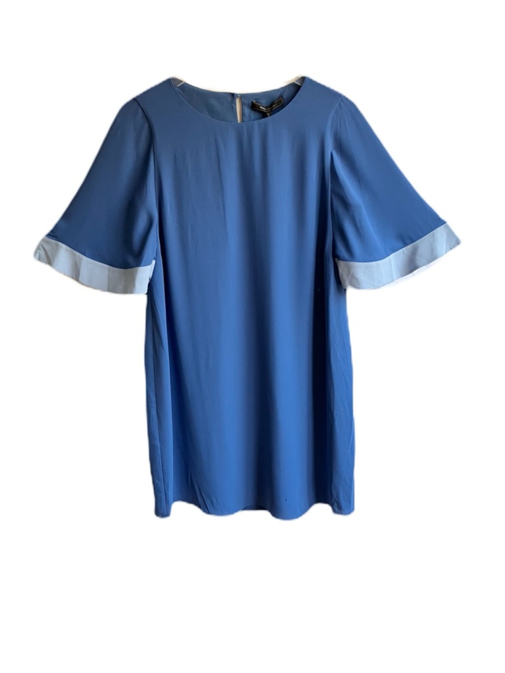 BCBGMaxAzria Philippa Color Blocked Shift Dress Size S Blue Shore Sleeves Mini - Picture 4 of 12